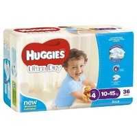 Huggies Ultra Dry Nappies Size 4 Boy 10-15kg Bulk 36 Pack Comfort