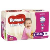 Huggies Ultra Dry Nappies Size 4 Girl 10-15kg Bulk 36 Pack Comfort