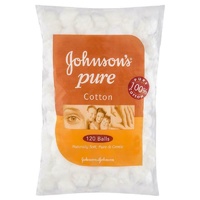 Johnson's Pure Cotton Balls 120 Pack 100% Pure Cotton Super Soft and Absorbent