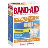 Band-Aid Plastic Strips Assorted Shapes 50 Pack