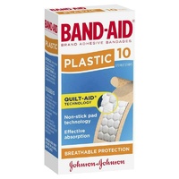 Band-Aid Plastic Strips 10 Pack Quilt-Aid Technology Non-stick Pad Tech