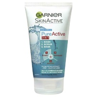 Garnier SkinActive Pure Active 3 in 1 Wash, Scrub & Mask 150mL Unclogs Pores