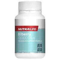 Nutra-Life Bilberry 10000 Plus 60 Tablets Support Eye Health Vision