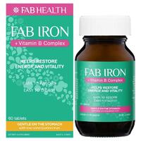 Fab Iron + Vitamin B Complex 60 Tablets Restore Energy Daily Supplement