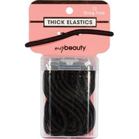 My Beauty Hair Snag Free Thick Elastic 12 Pack Black
