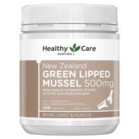 Healthy Care New Zealand Green Lipped Mussel 250 Capsules Reduce Mild Arthritis