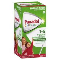 Panadol Children 1-5 Years Fever & Pain Relief Strawberry Flavour 200mL