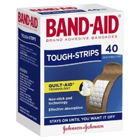 Band-Aid Tough Strips 40 Pack Heavy Duty Fabric Waterproof Tough-strips