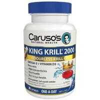 Carusos Natural Health King Krill 2000mg + Vitamin D3 30 Capsules Omega 3