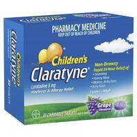 Children's Claratyne Allergy & Hayfever Relief Grape Chewable Tablets 30 pack