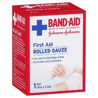 Band-Aid First Aid Rolled Gauze 5cm x 2.3m 1 Pack Stretches and Conforms