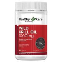 Healthy Care Wild Krill Oil 1000mg 60 Soft Capsules Support Heart Joint Health