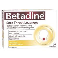 Betadine Sore Throat Lozenges Soothing Honey & Lemon Flavour 16 Pack