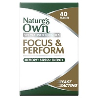 Nature's Own Focus & Perform 40 Tablets supports memory, stress and energy.