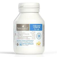 Bio Island Cod Liver + Fish Oil Kids 90 Capsules Support Child Healthy Growth