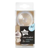 Tommee Tippee Closer to Nature Medium Flow Teats, 2 Pack, 3m+