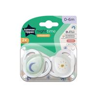 Tommee Tippee Night Time Soothers, 0-6M, Pack of 2 Dummies