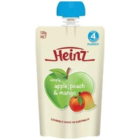 Heinz Apple Peach & Mango Pouch 120g 4m+ Baby Food Travel Easy