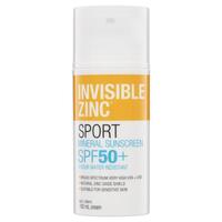 Invisible Zinc SPF 50+ Sport Mineral Sunscreen 4 Hour Water Resistant 100ml