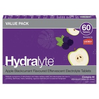 Hydralyte Electrolyte Effervescent Apple Blackcurrant 60 Tablets Exclusive Size