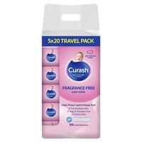 Curash Babycare Fragrance Free Wipes 5 x 20