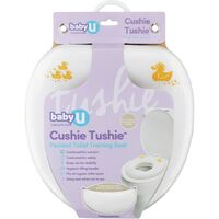 Baby U Cushie Tushie Stable Safe Fits Regular Toilet Built in Deflector Shield