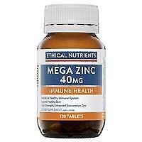 Ethical Nutrients Mega Zinc 40mg 120s Support  Immunity, Prevent Zinc Deficiency