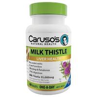 Carusos Natural Health One a Day Milk Thistle 60 Tablets Support Liver Function