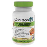 Carusos Natural Health One a Day Turmeric 50 Tablets Maintain Joint Mobility