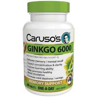 Carusos Natural Health One a Day Ginkgo 6000 60 Tablet Promote Blood Circulation