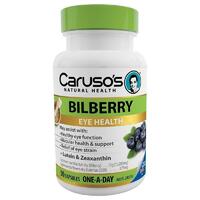 Carusos Natural Health One a Day Bilberry 50 Capsules Healthy Vision Antioxidant