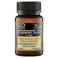 GO Healthy Bilberry 20000mg 30 Vege Capsules Support Healthy Eye Function