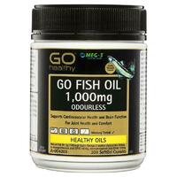 GO Healthy Fish Oil 1000mg Odourless 200 Capsules Support Eye Brain Function