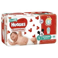 Huggies Essentials Size 1 Newborn up to 5kg 28 Nappies 12hrs Leakage Protection