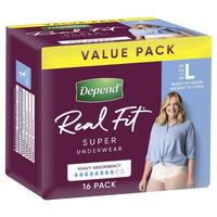 Depend Women Real Fit Underwear Super Large 16 Bulk Pack