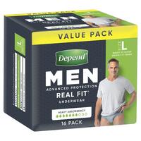 Depend Men Real Fit Underwear Large 16 Bulk Pack
