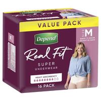 Depend Women Real Fit Underwear Super Medium 16 Bulk Pack