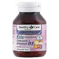 Healthy Care Kids Calcium + Vitamin D3 60 Chewable Tablets  Support Bone Muscle