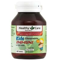 Healthy Care Kids Immune 60 Chewable Tablets Sugar Free Vitamin C Zinc