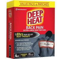 Deep Heat Extra Large Back Patches 4 Pack Relieft Back Pain Muscle Pain