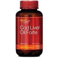 Microgenics Cod Liver Oil Forte 250mg 300 Capsules Support Immune System