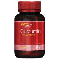 Microgenics Curcumin + Willowbark 60 Capsules Relieve Rheumatic Aches Pain