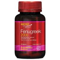 Microgenics Fenugreek 2000 90 Capsules Relieve Bloating Breastfeeding Support