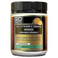 GO Healthy Vitamin C 500mg Orange 200 Chewable Relieve Cold Symptoms
