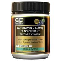 GO Healthy Vitamin C 500mg Blackcurrant 200 Chewable Relieve Cold Symptoms