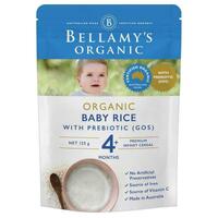 Bellamy's Organic Baby Rice with Prebiotic 125g No Artificial Preservatives