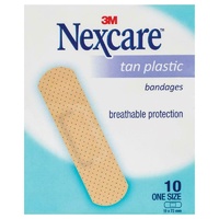 Nexcare Tan Plastic Strips Sachet 10 Pack Single Breathable Protection