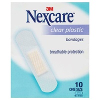 Nexcare Clear Plastic Strips Sachet 10 Pack Single Breathable Protection
