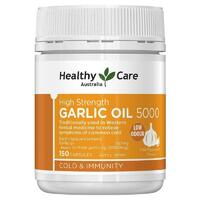 Healthy Care High Strength Garlic Oil 5000mg 150 Capsules Relieve Cold Symptoms