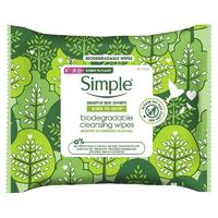 Simple Biodegradable Cleansing Wipes 25 Remove Makeup Unclog Pores